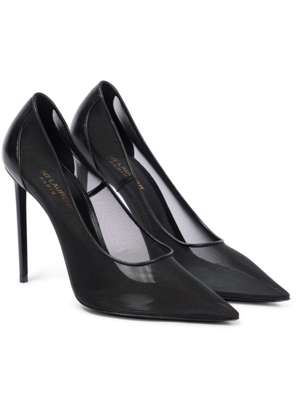 SAINT LAURENT Anja 105 Black Mesh Heels Pumps Size EU 36.5 US 6.5 YSL Shoes